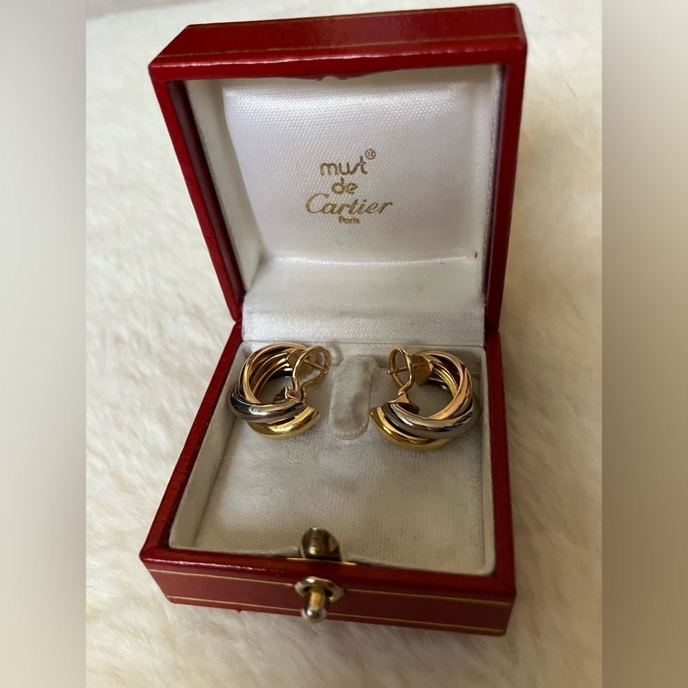 Authentic Cartier Trinity Earrings, Classic Model